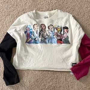 Star Wars Cream Tee with Black and Pink Sleeves